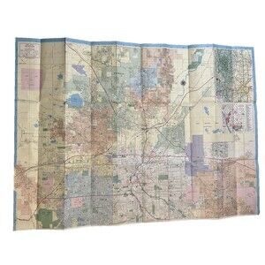 Denver Colorado Street Map 37.5x26.6 Inches Vintage 1987 Colorful Ephemera USA